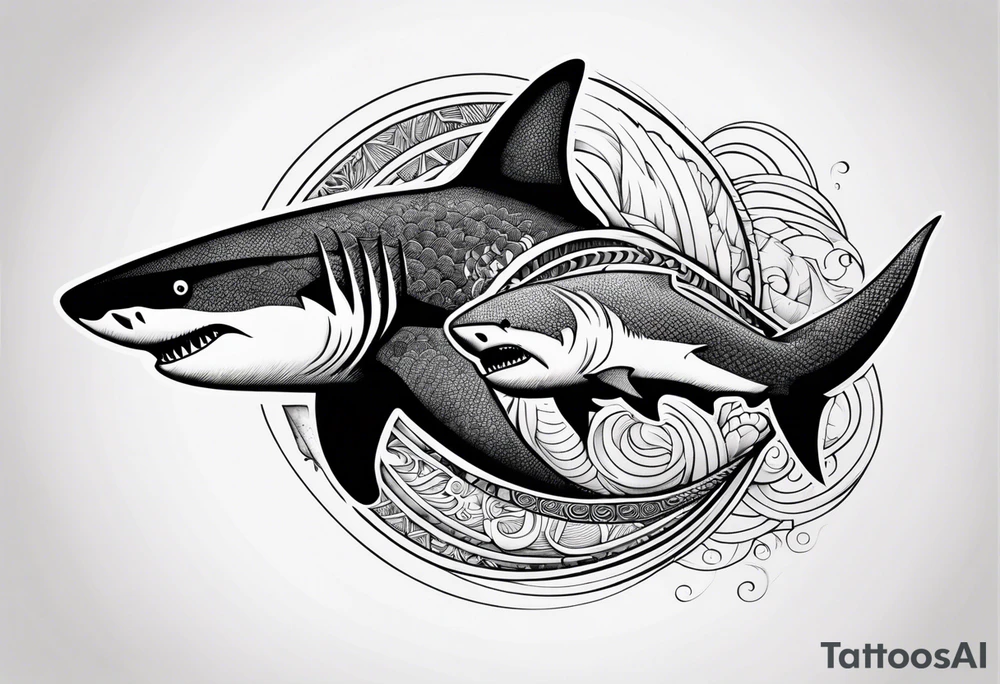 shark yin yang tattoo idea