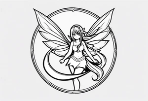 A fairy with a tail that is the fairy in the Fairy Tail anime guild logo in the same position tattoo idea