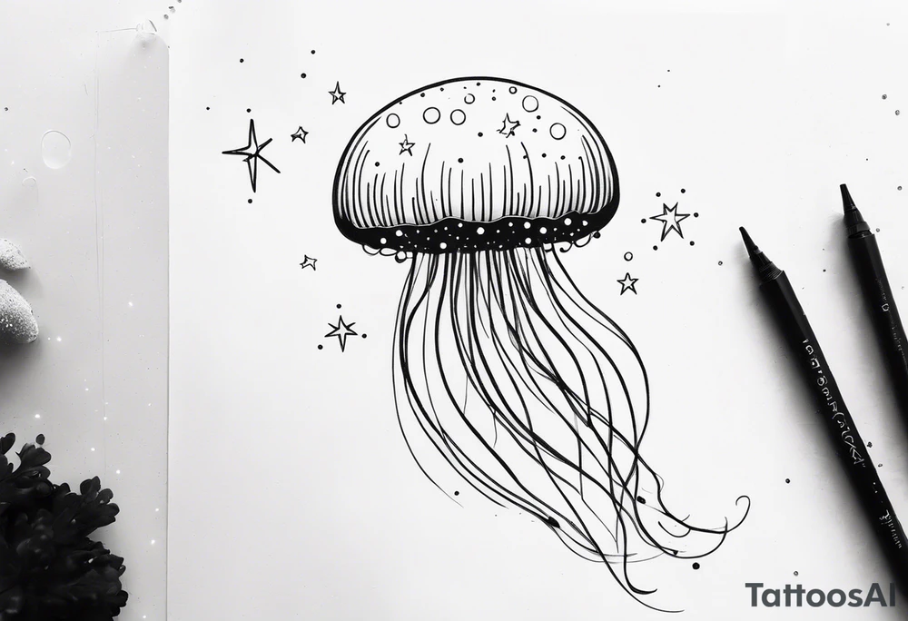 Small jellyfish with Scorpio Star constellation behind it tattoo idea Small jellyfish with Scorpio Star constellation behind it tattoo idea