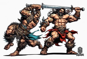 leaping barbarian tattoo idea