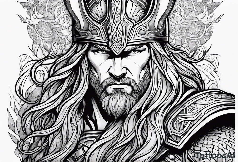 Thor kämpft gegen schlange tattoo idea