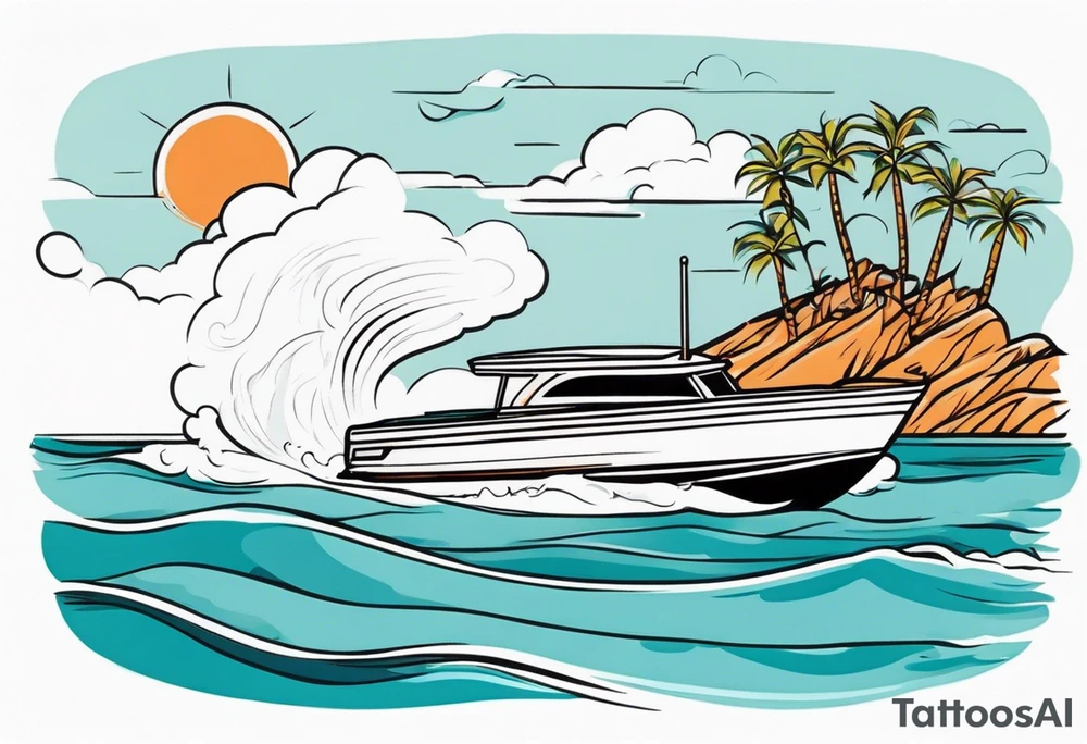 Speed Boat to island of capri tattoo idea