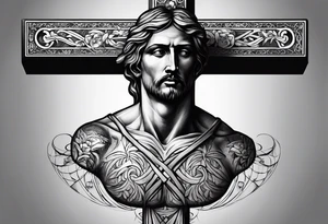 Crucified man in rom
an numerals circle tattoo idea