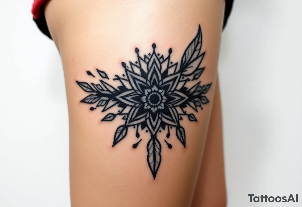 spiritual feather indian mandala shaman tattoo idea