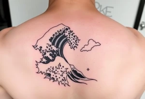 japanese waves and clouds tattoo idea