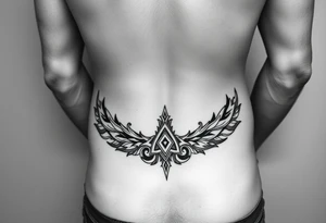 Each tribal piece for below the belly button on a male that runs from hip to center of the groin kind of Gothic eclectic just nice tattoo idea