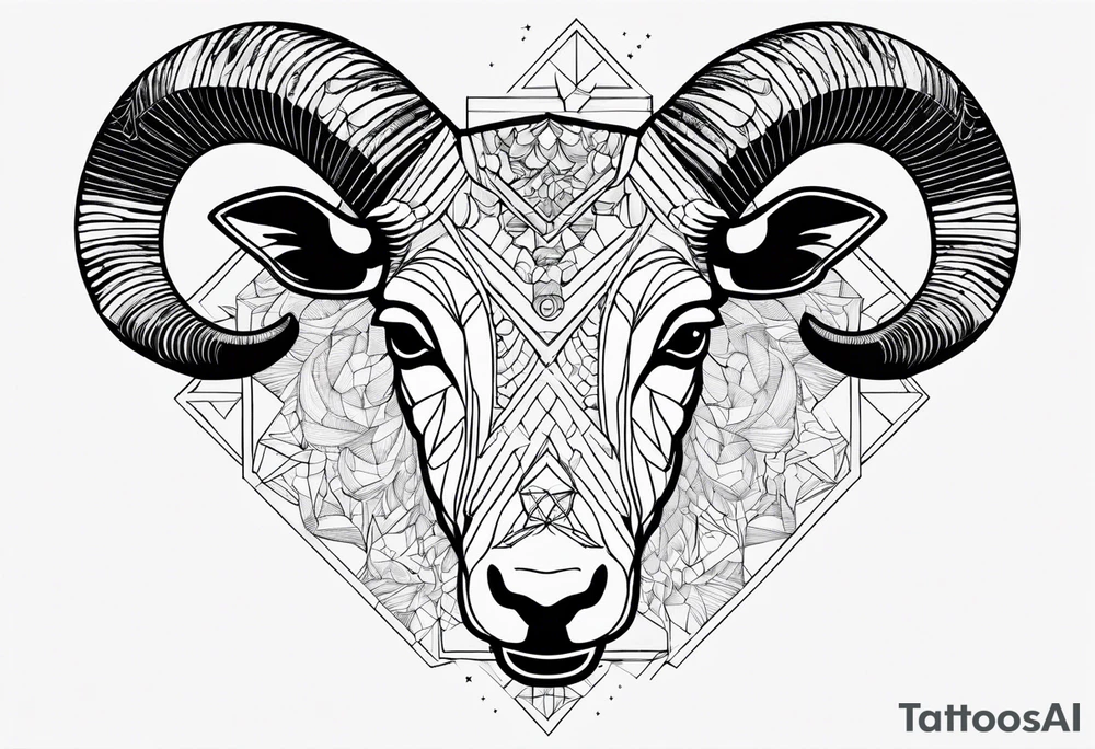 Aries geometric ram with constellation tattoo idea