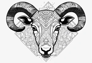 Aries geometric ram with constellation tattoo idea