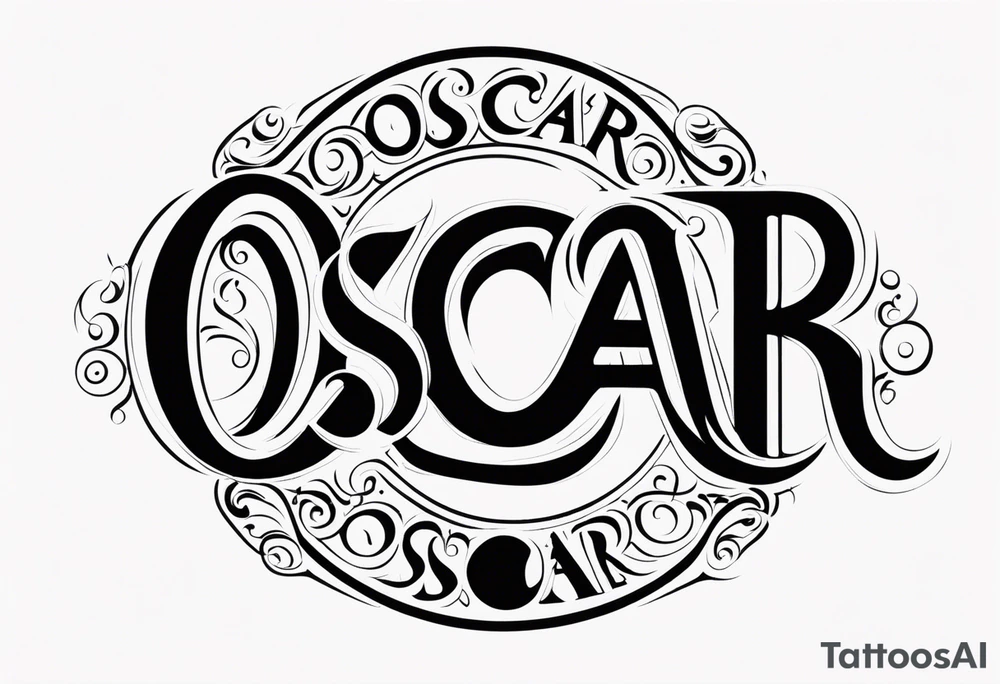 The name Oscar in a circle tattoo idea