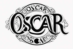 The name Oscar in a circle tattoo idea