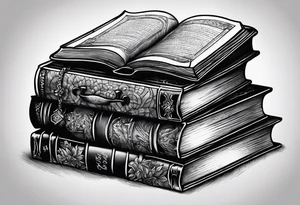 A jigsaw puzzle of a stack of books tattoo idea