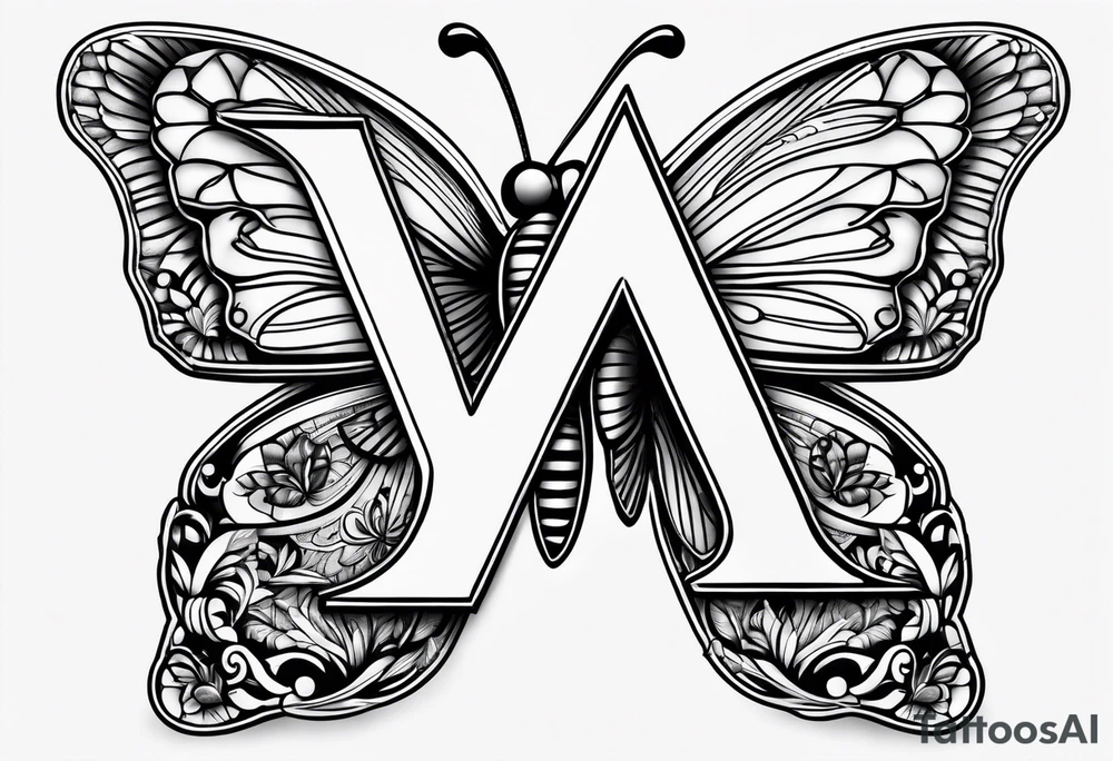 Letter A with butterfly tattoo idea