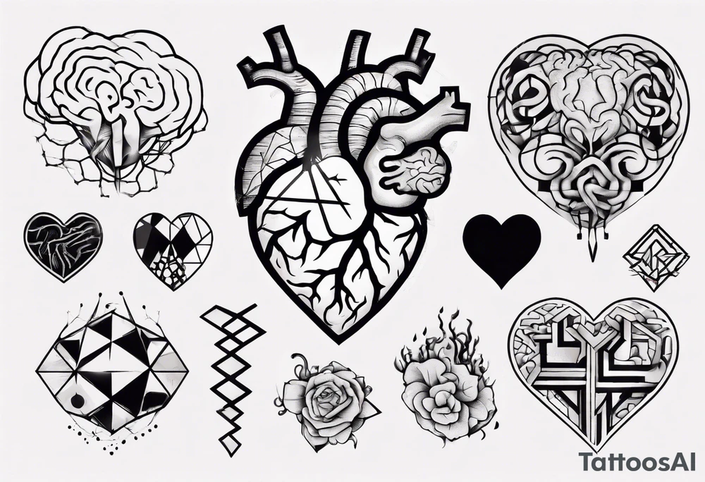 Heart and brain tattoo idea