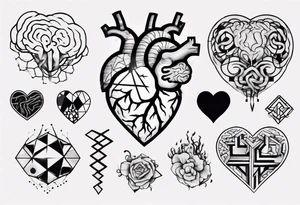 Heart and brain tattoo idea