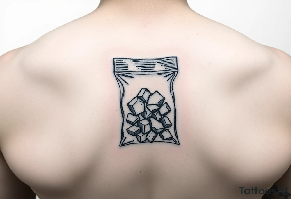 Small plastic baggie with crystal meth inside of it tattoo idea