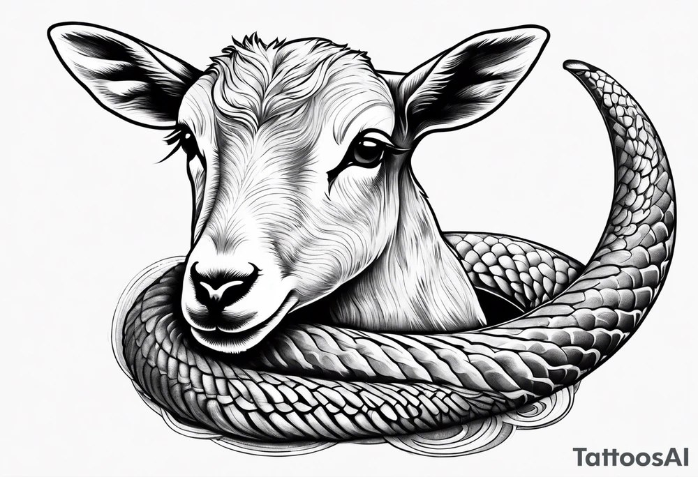 Tattoo of lamb eating a snake tattoo idea