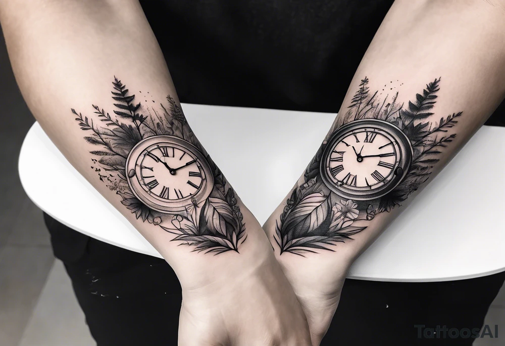 nature element clock memorial tattoo simple design tattoo idea nature element clock memorial tattoo simple design tattoo idea
