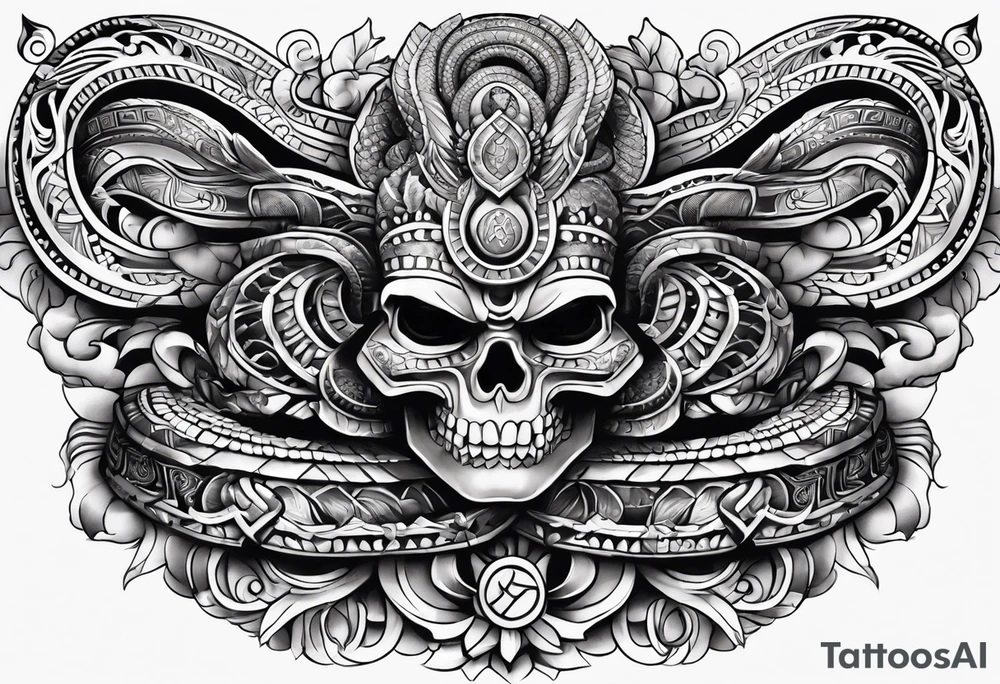 aztec snake sleeve tattoo idea