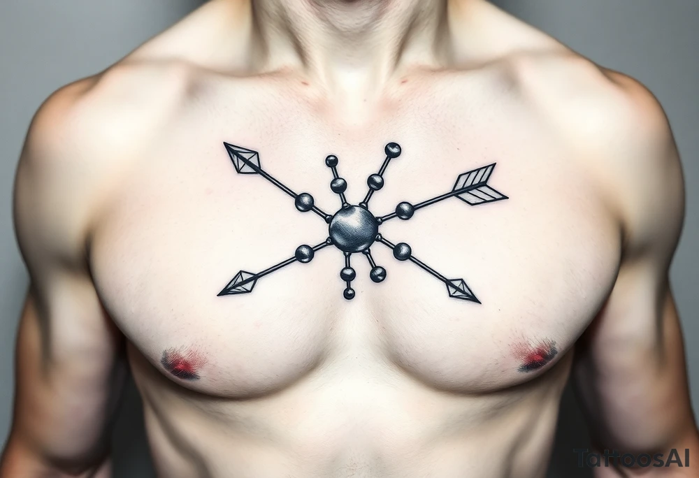 molecular structure with bow and arrow tattoo idea
