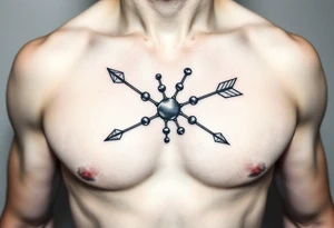 molecular structure with bow and arrow tattoo idea