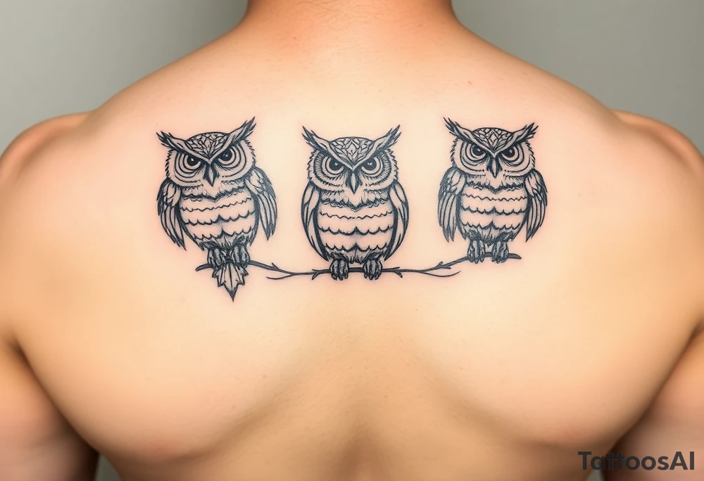 Hear no evil, see no evil, speak no evil owls tattoo idea