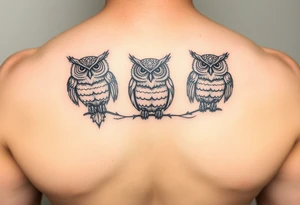 Hear no evil, see no evil, speak no evil owls tattoo idea