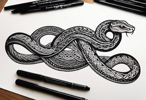Celtic style snake forearm wrap tattoo idea