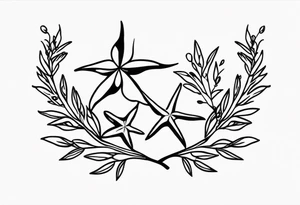 Two different star fish on top of olive branch tattoo idea