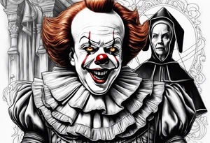 Pennywise with the nun together tattoo idea