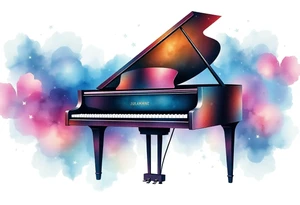 dreamy piano under the stars tattoo idea
