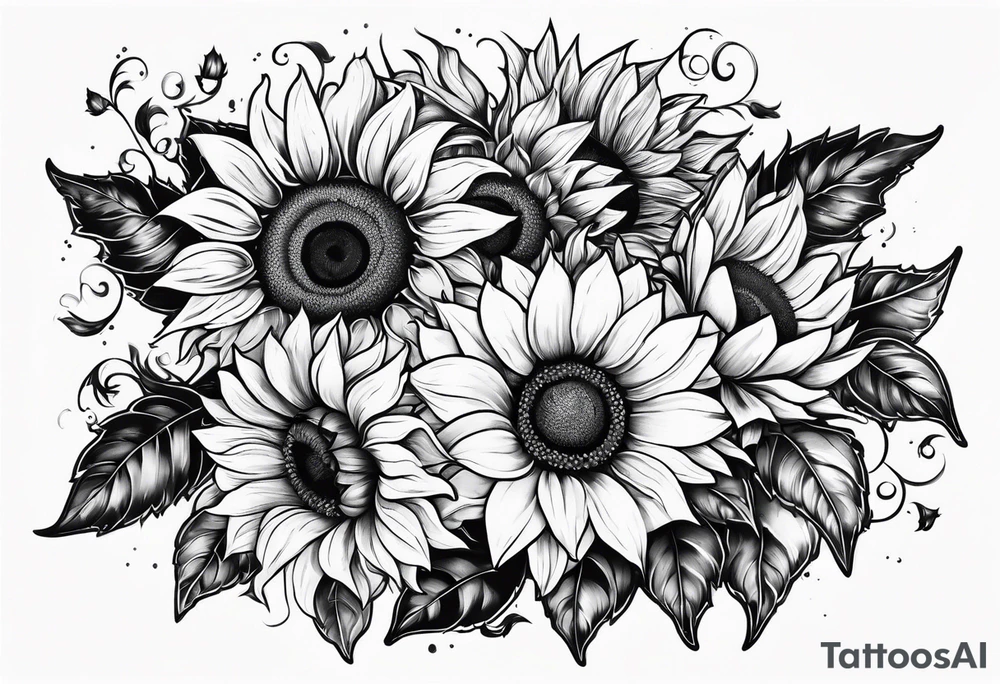 frame and sunflowers inside tattoo idea