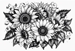 frame and sunflowers inside tattoo idea