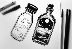 universe in a bottle tattoo idea