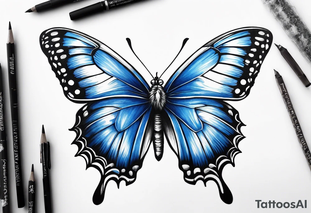 Blue butterfly tattoo idea