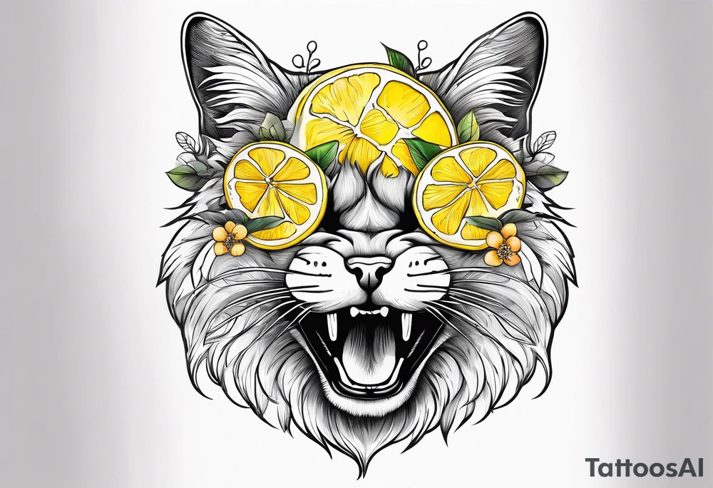 a combination between a lemon and a cat paw tattoo idea