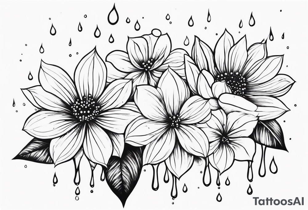 Flowers with rain droplets on them tattoo idea