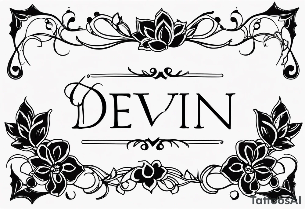 devin name tattoo dainty and feminine tattoo idea