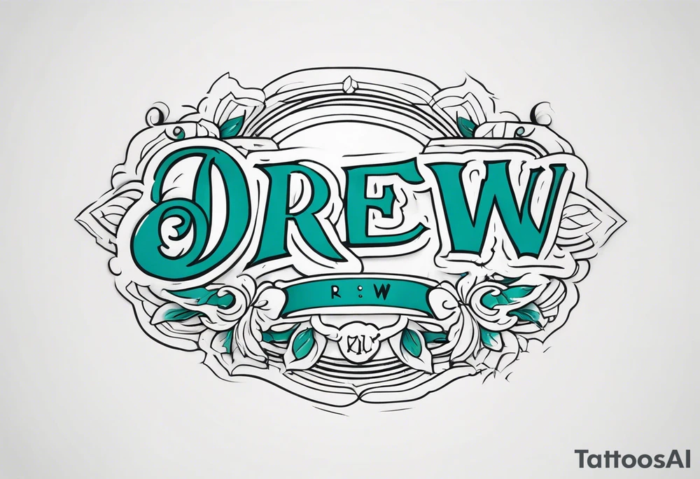 The name Drew with teal tattoo idea