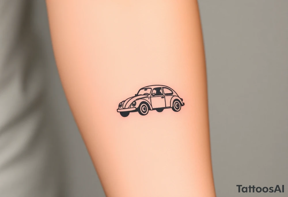 Lady bug driving car tattoo idea