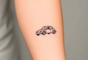 Lady bug driving car tattoo idea