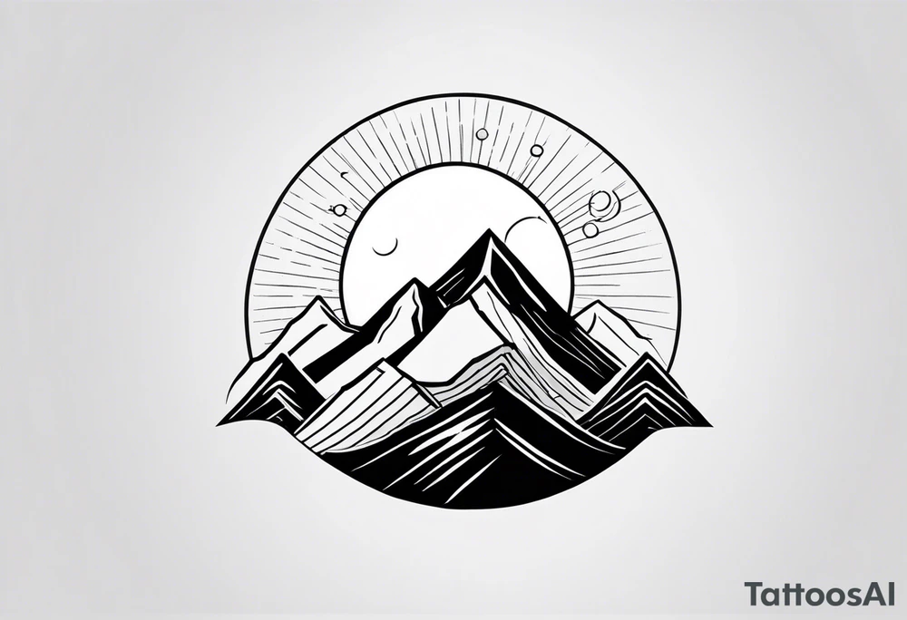 Mountain Range with a Sun tattoo idea