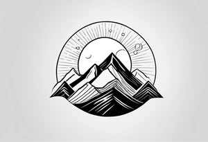 Mountain Range with a Sun tattoo idea