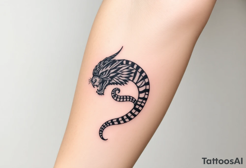 Snake tiger crane monkey tattoo idea