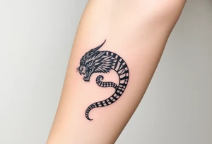 Snake tiger crane monkey tattoo idea