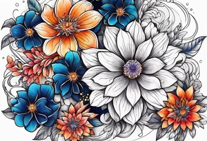 Cosmic space flower tattoo idea