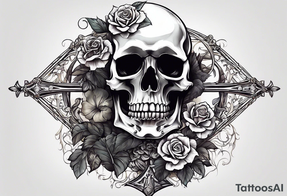 skeleton walking with a cross tattoo idea