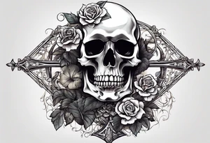 skeleton walking with a cross tattoo idea