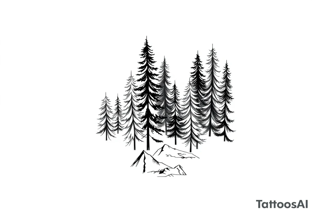 Coniferous forest tattoo sleeve black and gray tattoo idea Coniferous forest tattoo sleeve black and gray tattoo idea