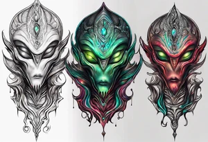An alien with x,s for eyes tattoo idea