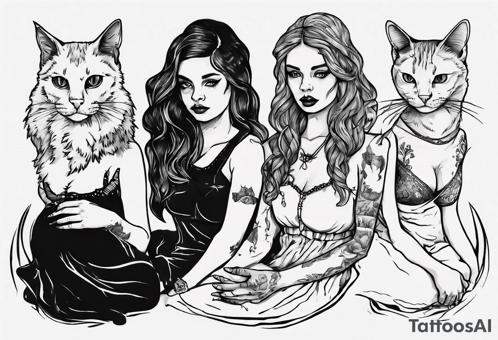 Three Sisters holdning a cat tattoo idea